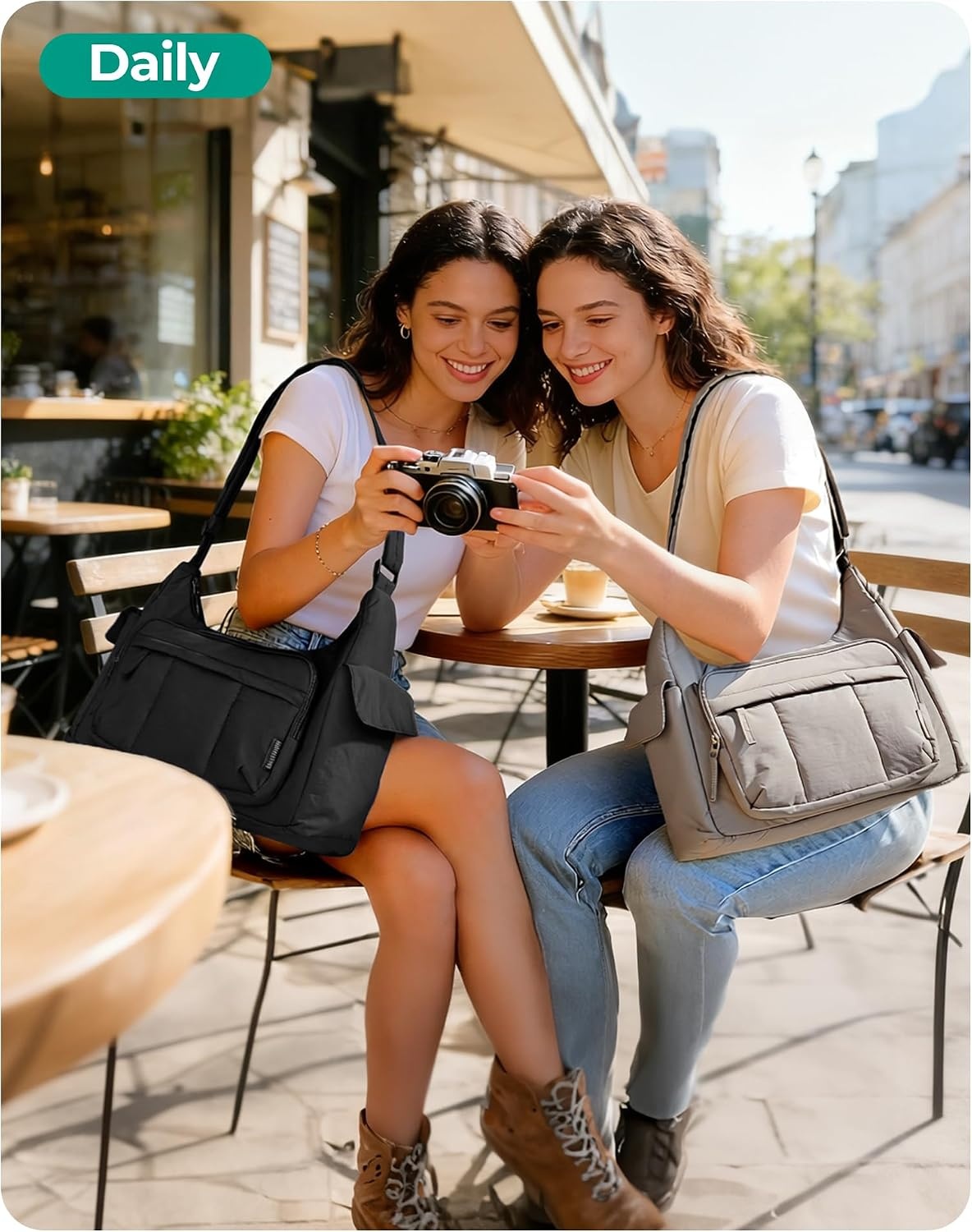 image:imageBAGSMART 2 in 1 Puffy Camera Bag for Photographer Everyday Shoulder BagDark Pink