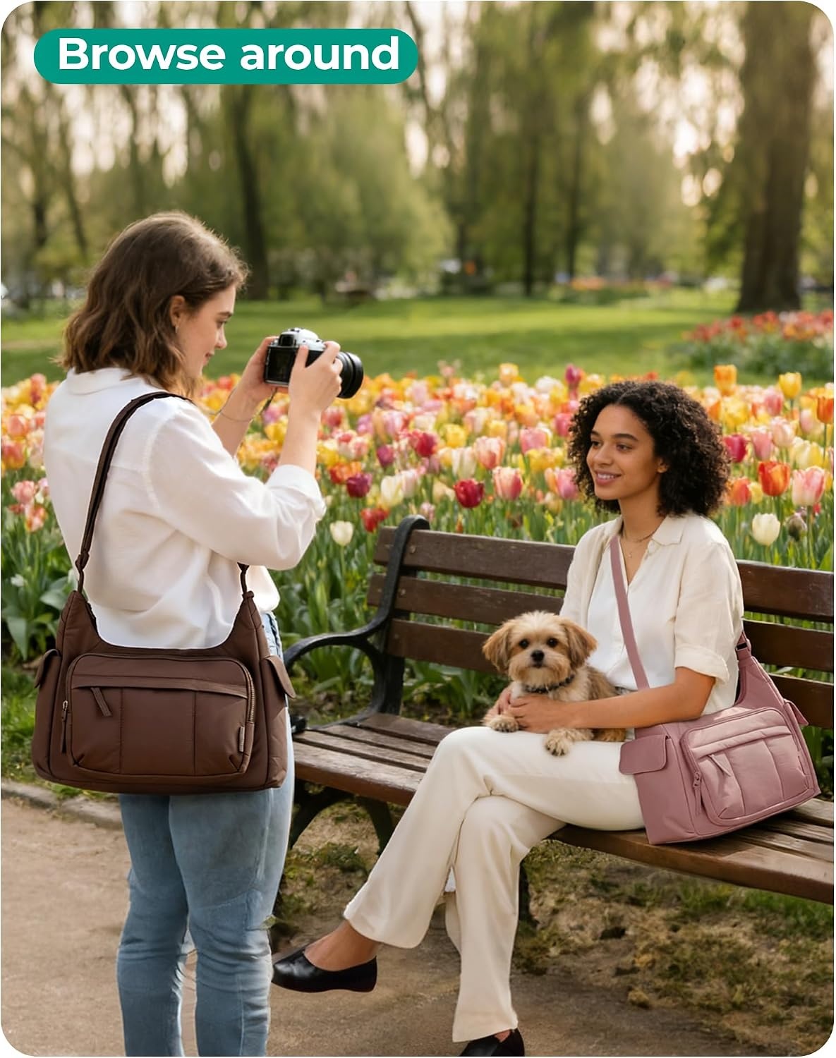 image:imageBAGSMART 2 in 1 Puffy Camera Bag for Photographer Everyday Shoulder BagDark Pink