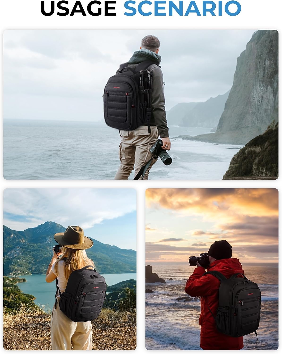 image:imageBAGSMART Camera Bag for DSLR Waterproof Camera Backpacks for Photographers Camera Case with Laptop Compartment156 BlackBlack