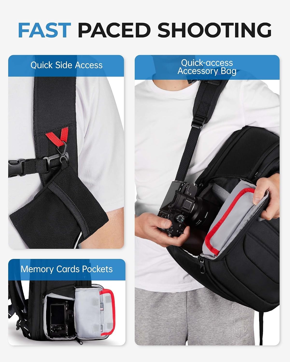image:imageBAGSMART Camera Bag for DSLR Waterproof Camera Backpacks for Photographers Camera Case with Laptop Compartment156 BlackBlack