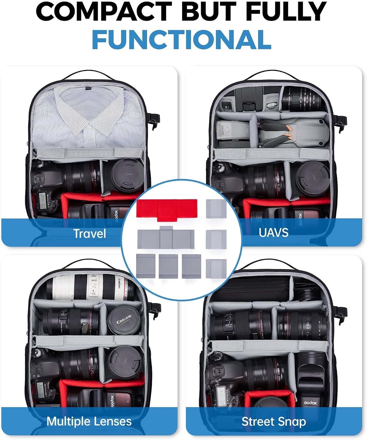 image:imageBAGSMART Camera Bag for DSLR Waterproof Camera Backpacks for Photographers Camera Case with Laptop Compartment156 BlackBlack