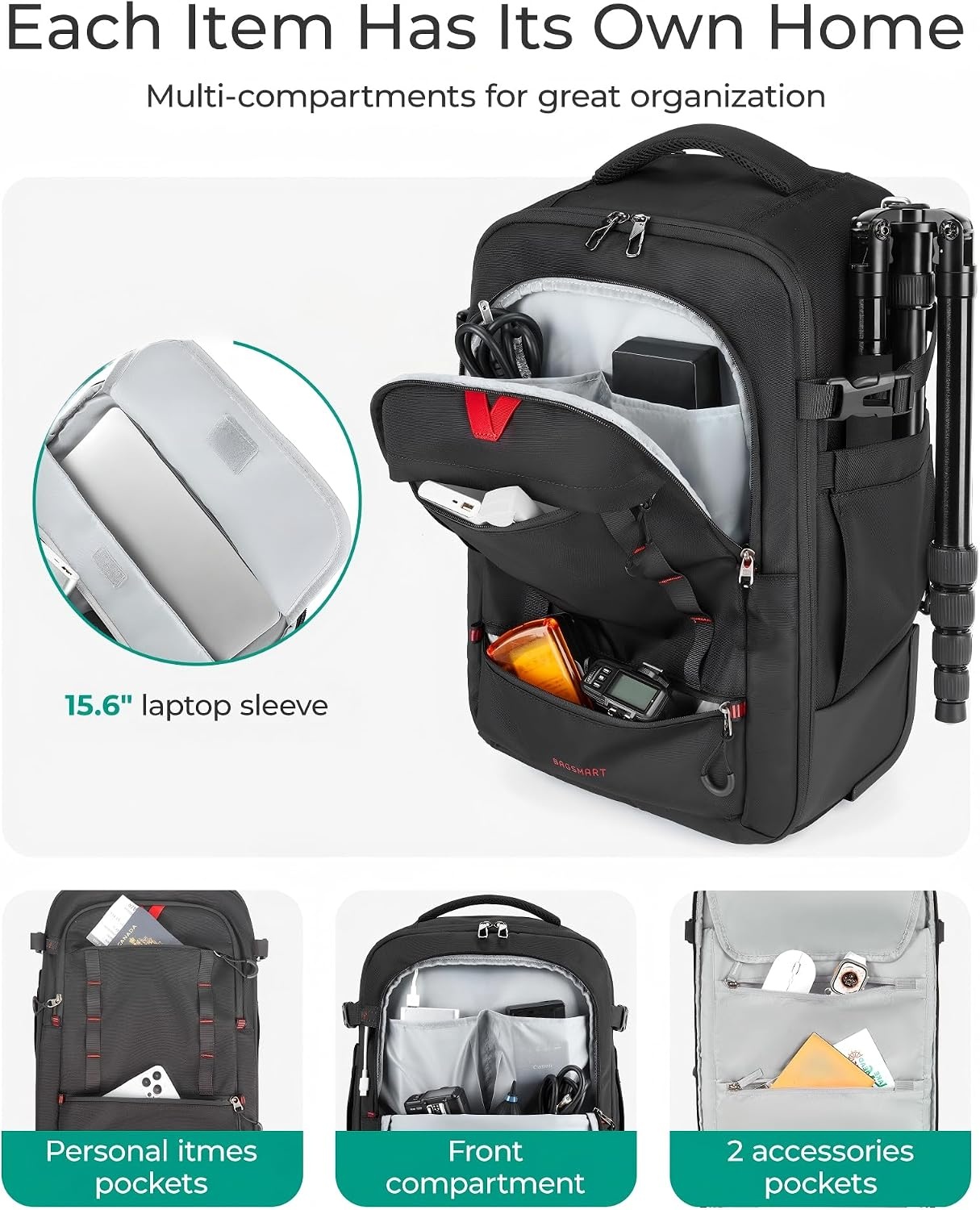 image:imageBAGSMART Camera Bag for Photographers Professional Fits up to 156 LaptopGrey