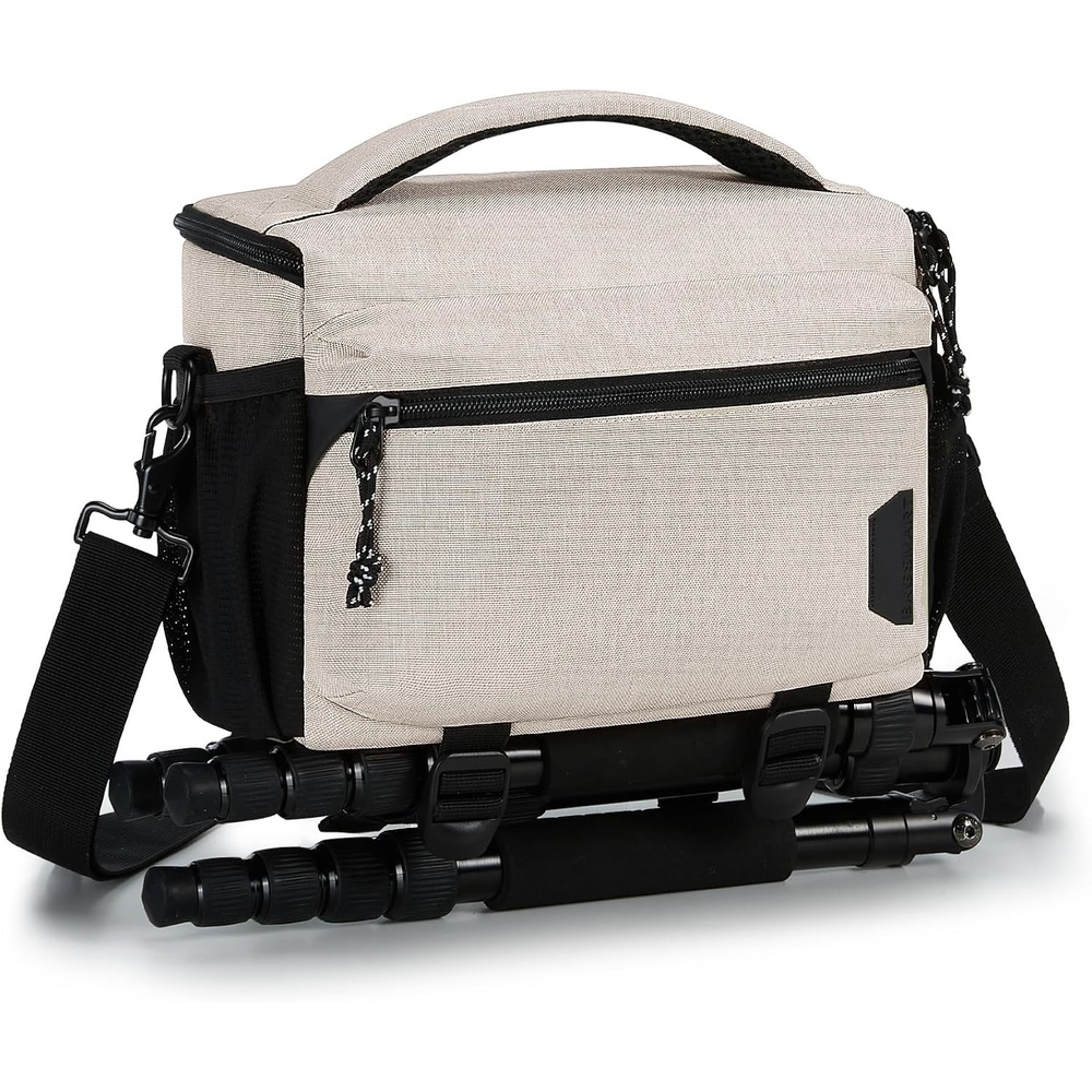 image:imageBAGSMART Camera Sling Bag with Tripod Holder amp Rain Cover Black03Ivory White