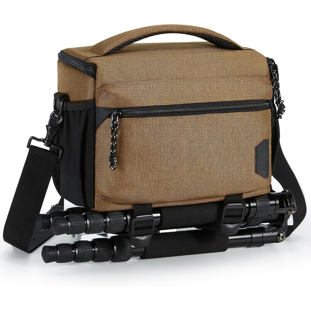 image:imageBAGSMART Camera Sling Bag with Tripod Holder amp Rain Cover Black06Khaki Brown