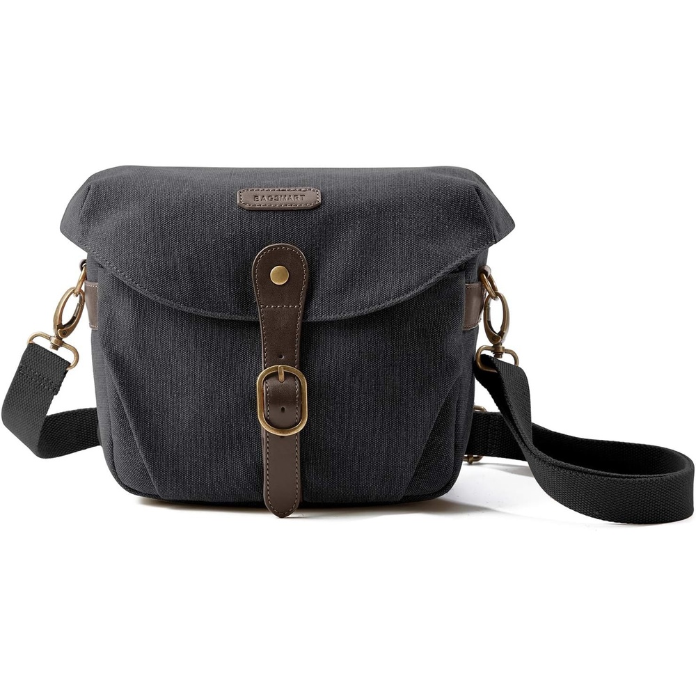 image:imageBAGSMART Canvas Crossbody Camera Bag with Rain Cover for Women Men Khaki01Black