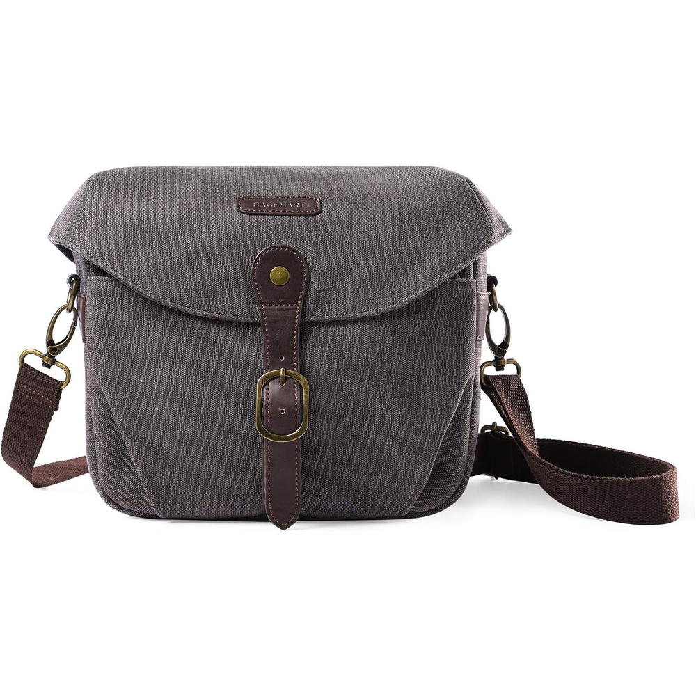 image:imageBAGSMART Canvas Crossbody Camera Bag with Rain Cover for Women Men Khaki03Gray