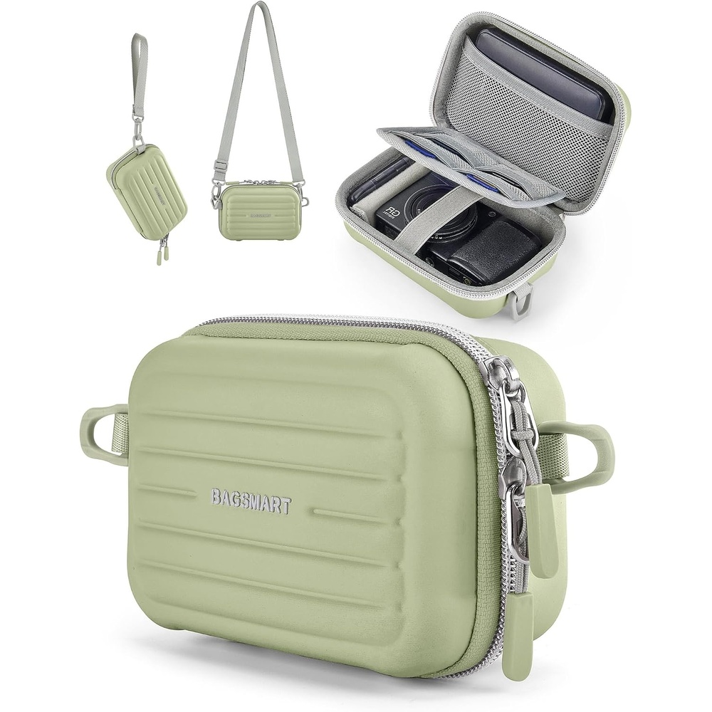 image:imageBAGSMART Digital Camera Case Small Camera Bag with 2 Carrying Ways PinkGreen