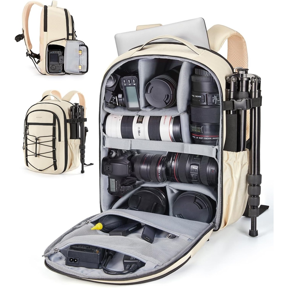 image:imageBAGSMART Small Camera Backpack DSLR SLR Camera Bag Fits 13 Inch LaptopBeige