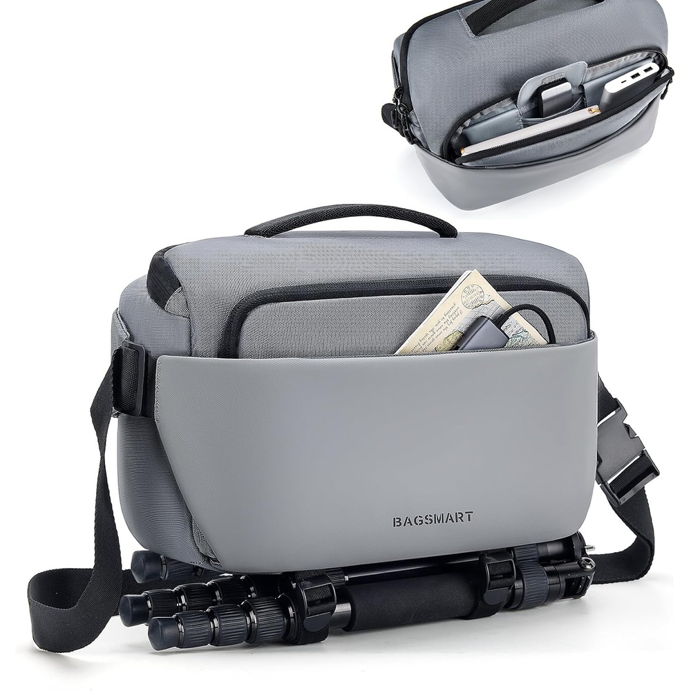 image:imageBAGSMART Small Camera Bag for Photographers with Tripod HolderGray