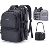 BAGSMART 2 in 1 Small Camera Backpack for DSLR, Fits 12.9″ iPad, Beige(Black)