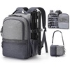 BAGSMART 2 in 1 Small Camera Backpack for DSLR, Fits 12.9″ iPad, Beige(Gray)