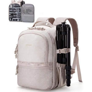 BAGSMART 2 in 1 Small Camera Backpack for DSLR, Fits 12.9″ iPad, Beige(Beige)