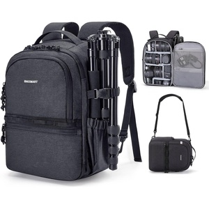BAGSMART 2 in 1 Small Camera Backpack for DSLR, Fits 12.9″ iPad, Beige(Black)