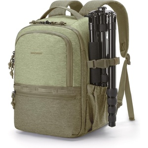BAGSMART 2 in 1 Small Camera Backpack for DSLR, Fits 12.9″ iPad, Beige(Olive Green)