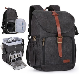 BAGSMART Camera Backpack DSLR Camera Bag Backpacks for Photographers(B-black[single Buckle])