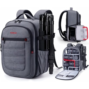 BAGSMART Camera Bag for DSLR, Waterproof Camera Backpacks for Photographers, Camera Case with Laptop Compartment-15.6″ Black(Grey)