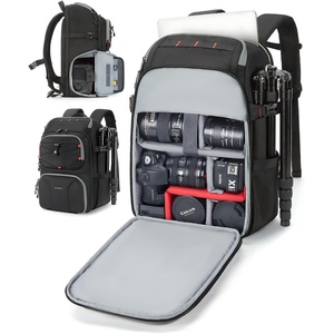 BAGSMART Camera Bag for Photographers Professional Fits up to 15.6″ Laptop(Light Black)