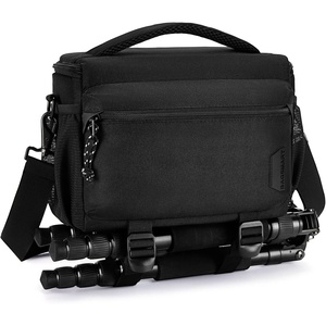 BAGSMART Camera Sling Bag with Tripod Holder & Rain Cover, Black(01-Black)