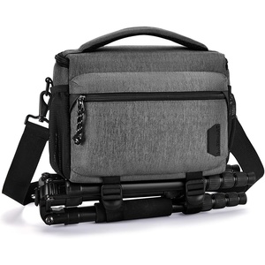 BAGSMART Camera Sling Bag with Tripod Holder & Rain Cover, Black(02-Grey)