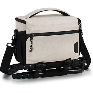 BAGSMART Camera Sling Bag with Tripod Holder & Rain Cover, Black(03-Ivory White)