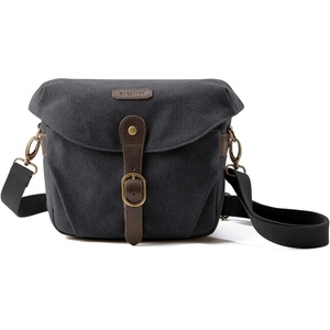 BAGSMART Canvas Crossbody Camera Bag with Rain Cover for Women Men, Khaki(01-Black)