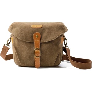 BAGSMART Canvas Crossbody Camera Bag with Rain Cover for Women Men, Khaki(02-Kahki)