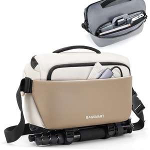 BAGSMART Small Camera Bag for Photographers with Tripod Holder(Beige)