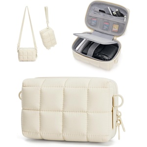 BAGSMART Small Puffy Digital Camera Case, Water-repellent, Pink(Beige)