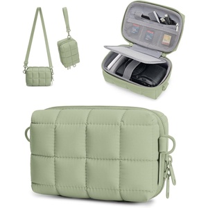 BAGSMART Small Puffy Digital Camera Case, Water-repellent, Pink(Grayish green)