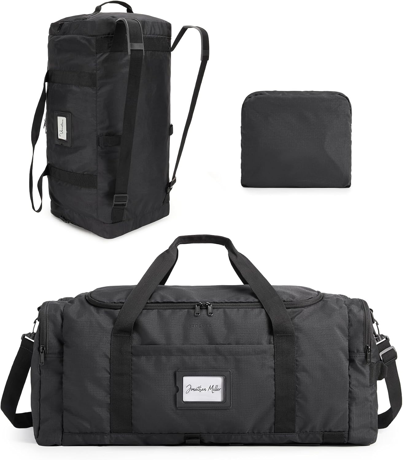 image:imageBAGSAMRT 60L Foldable Duffle Bag for Travel Large Travel Duffel Bag for Men 4 in 1 Travel Backpack Carry on Weekender Bag Light BrownBlack
