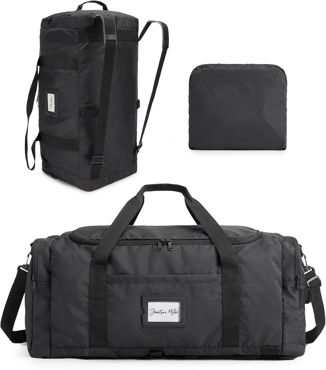 image:imageBAGSAMRT 60L Foldable Duffle Bag for Travel Large Travel Duffel Bag for Men 4 in 1 Travel Backpack Carry on Weekender Bag Light BrownBlack