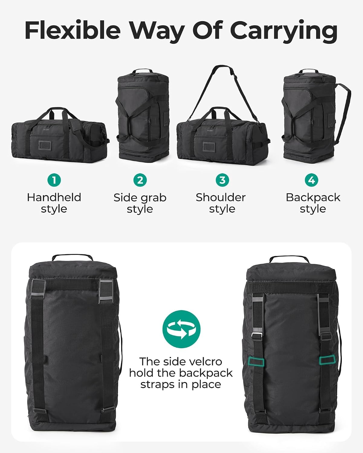 image:imageBAGSAMRT 60L Foldable Duffle Bag for Travel Large Travel Duffel Bag for Men 4 in 1 Travel Backpack Carry on Weekender Bag Light BrownLight Brown