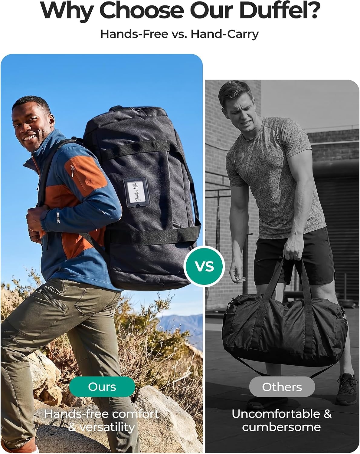 image:imageBAGSAMRT 60L Foldable Duffle Bag for Travel Large Travel Duffel Bag for Men 4 in 1 Travel Backpack Carry on Weekender Bag Light BrownLight Brown