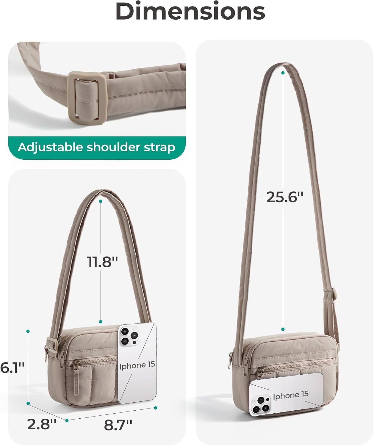 image:imageBAGSMART Cross Body Purse Mini Crossbody Bags for Women Travel PurseLight Gray