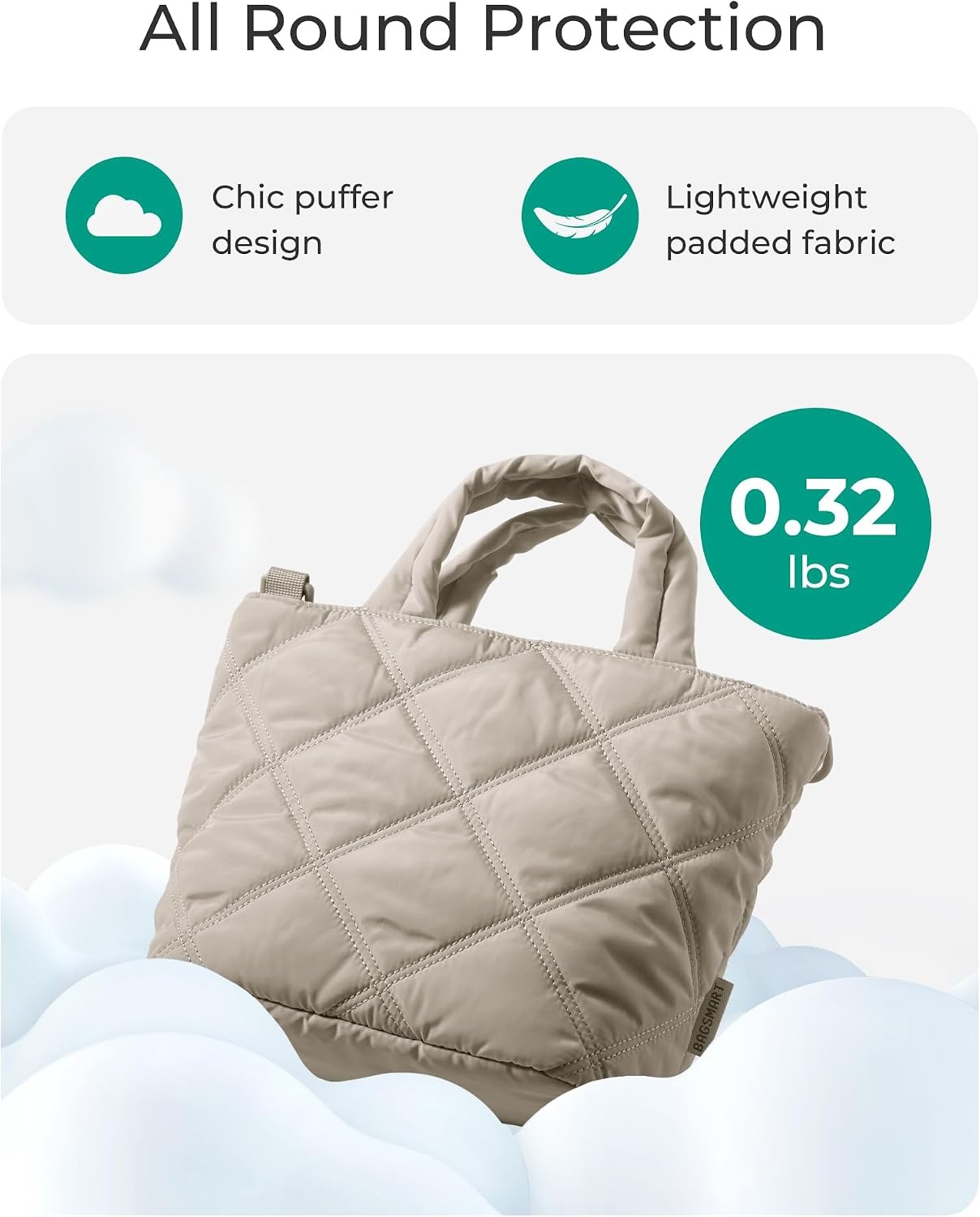 image:imageBAGSMART Crossbody Bags for Women Lightweight Purses for Women Quilted Puffer Tote Handbags for Daily UseShopTravelLight Tan