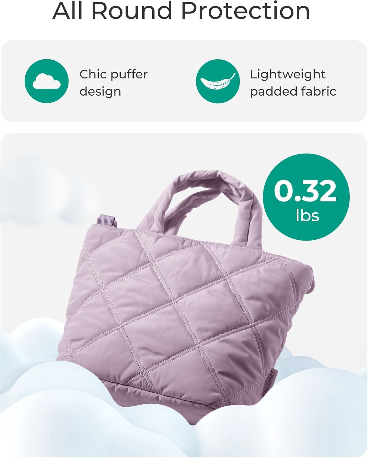 image:imageBAGSMART Crossbody Bags for Women Lightweight Purses for Women Quilted Puffer Tote Handbags for Daily UseShopTravelMist Purple