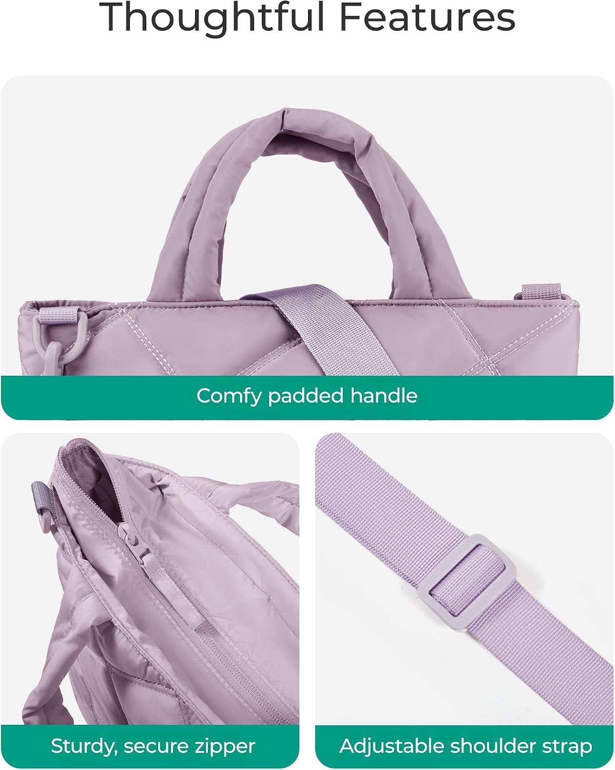 image:imageBAGSMART Crossbody Bags for Women Lightweight Purses for Women Quilted Puffer Tote Handbags for Daily UseShopTravelMist Purple