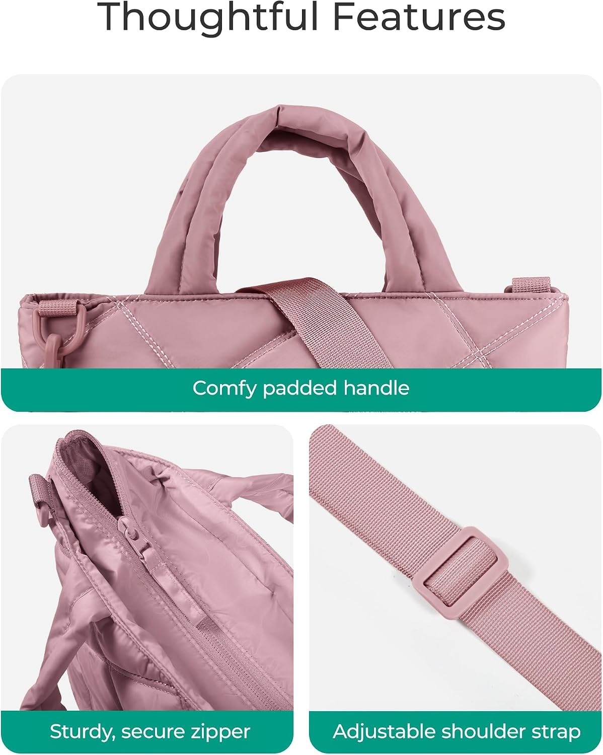 image:imageBAGSMART Crossbody Bags for Women Lightweight Purses for Women Quilted Puffer Tote Handbags for Daily UseShopTravelPink