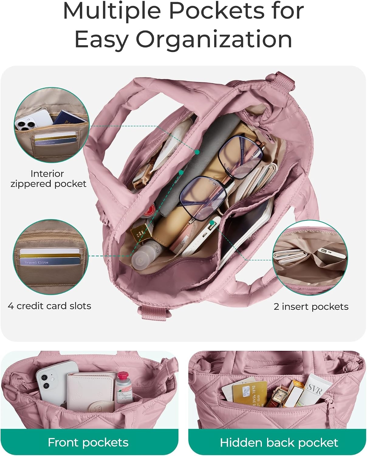image:imageBAGSMART Crossbody Bags for Women Lightweight Purses for Women Quilted Puffer Tote Handbags for Daily UseShopTravelPink