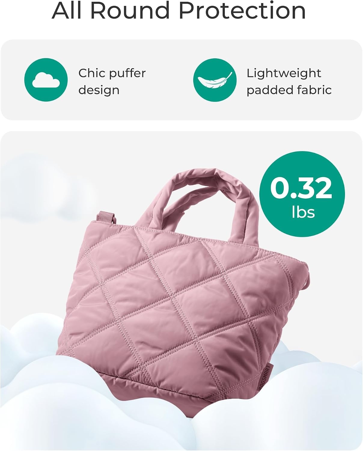image:imageBAGSMART Crossbody Bags for Women Lightweight Purses for Women Quilted Puffer Tote Handbags for Daily UseShopTravelPink