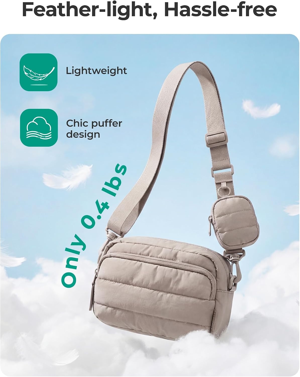 image:imageBAGSMART Crossbody Bags for Women Mini Travel Purses Puffy Hobo HandbagCandy Pink