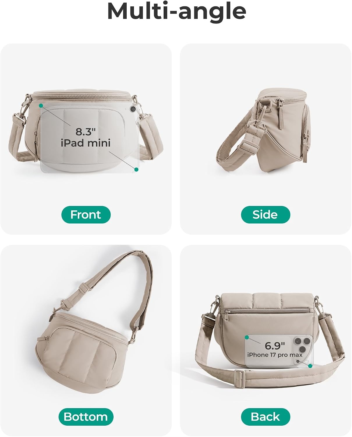image:imageBAGSMART Crossbody Bags for Women Puffer Cute Bum Bag with Pouch02latte Brown