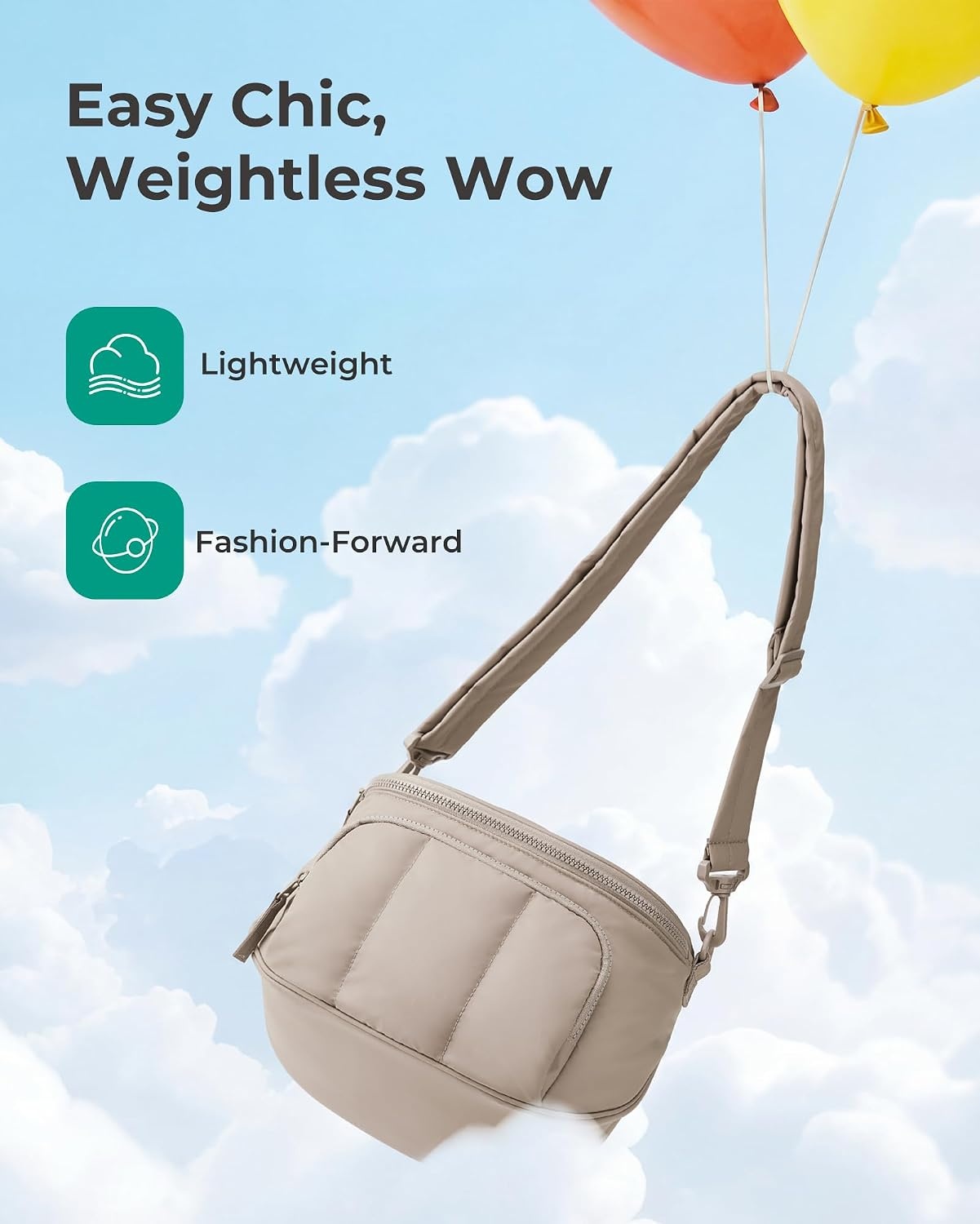 image:imageBAGSMART Crossbody Bags for Women Puffer Cute Bum Bag with Pouch03espresso Brown