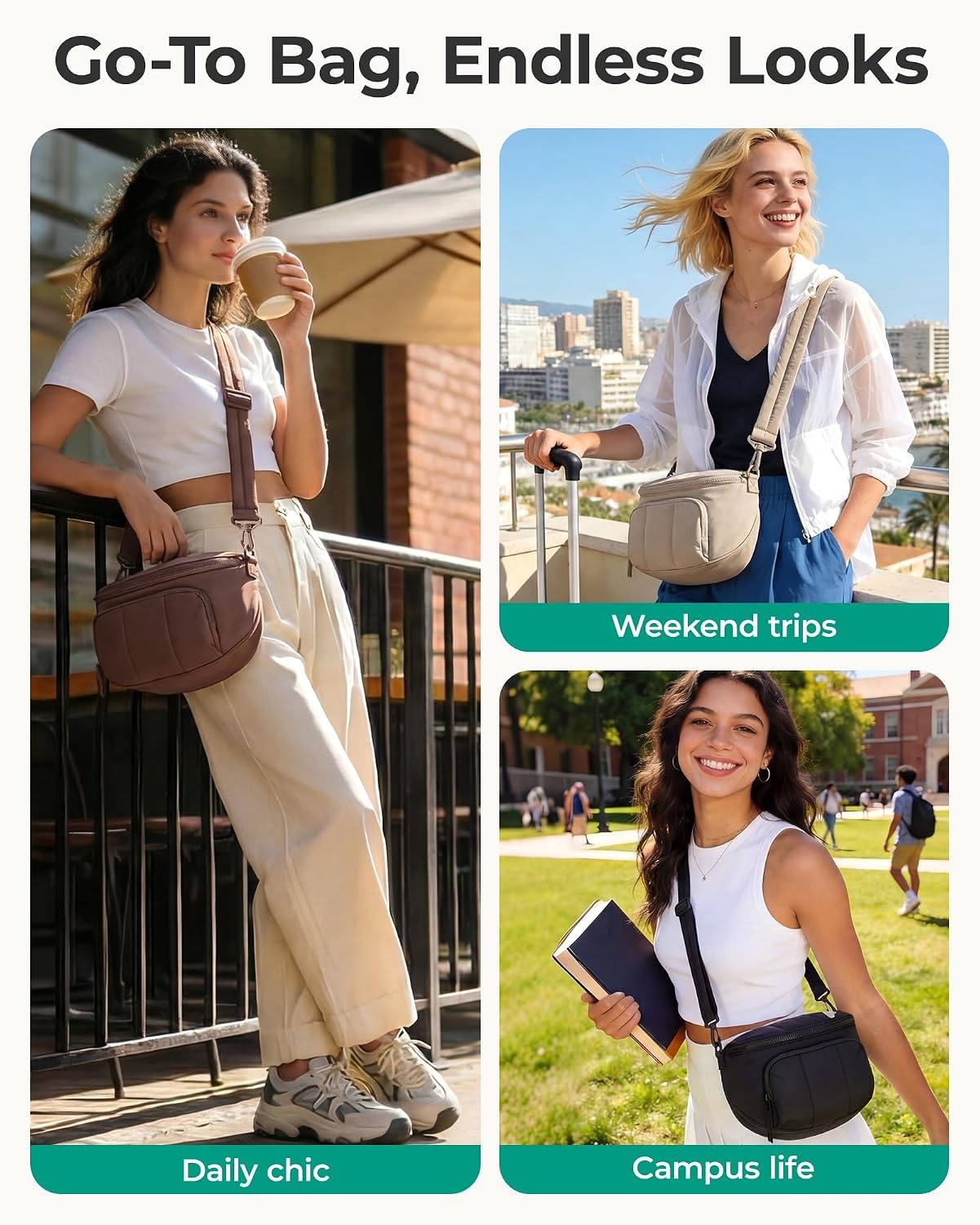 image:imageBAGSMART Crossbody Bags for Women Puffer Cute Bum Bag with Pouch03espresso Brown