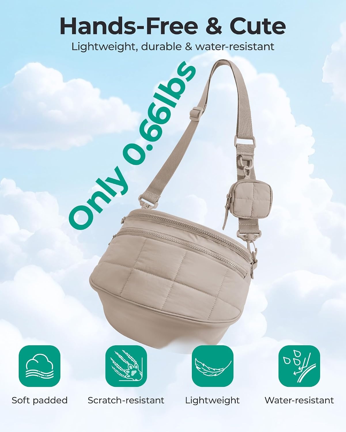image:imageBAGSMART Crossbody Bags for Women Puffer Cute Bum Bag with PouchCamel