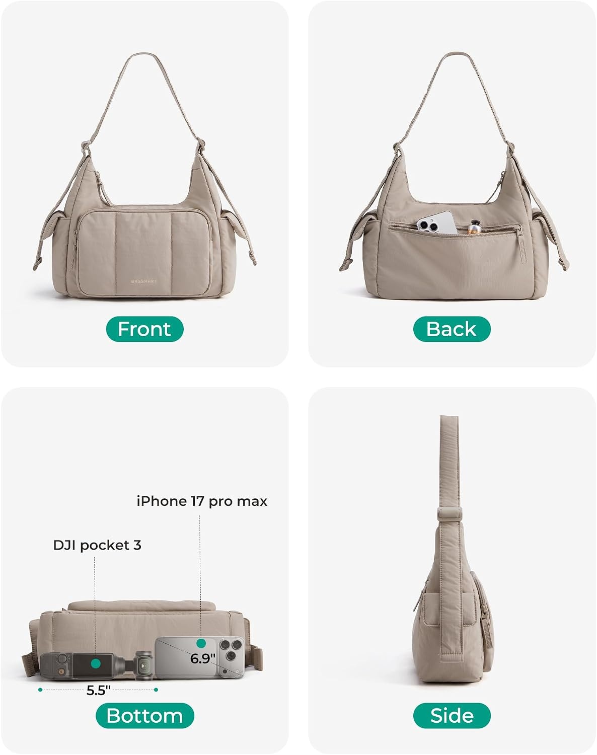 image:imageBAGSMART Crossbody Hobo Bags for Women Small Puffer Everyday PurseCharcoal Gray