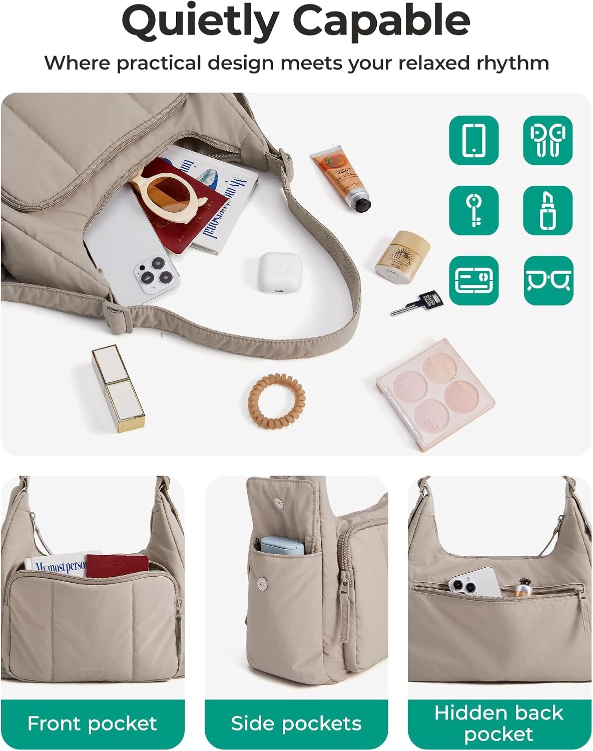 image:imageBAGSMART Crossbody Hobo Bags for Women Small Puffer Everyday PurseDark Cherry Purple