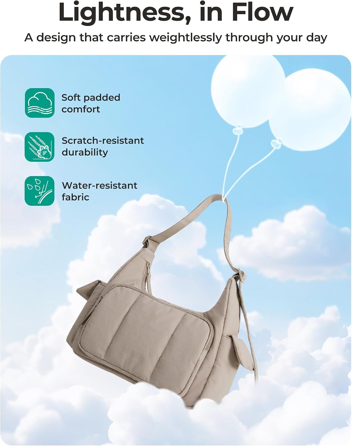 image:imageBAGSMART Crossbody Hobo Bags for Women Small Puffer Everyday PurseSmoke Green