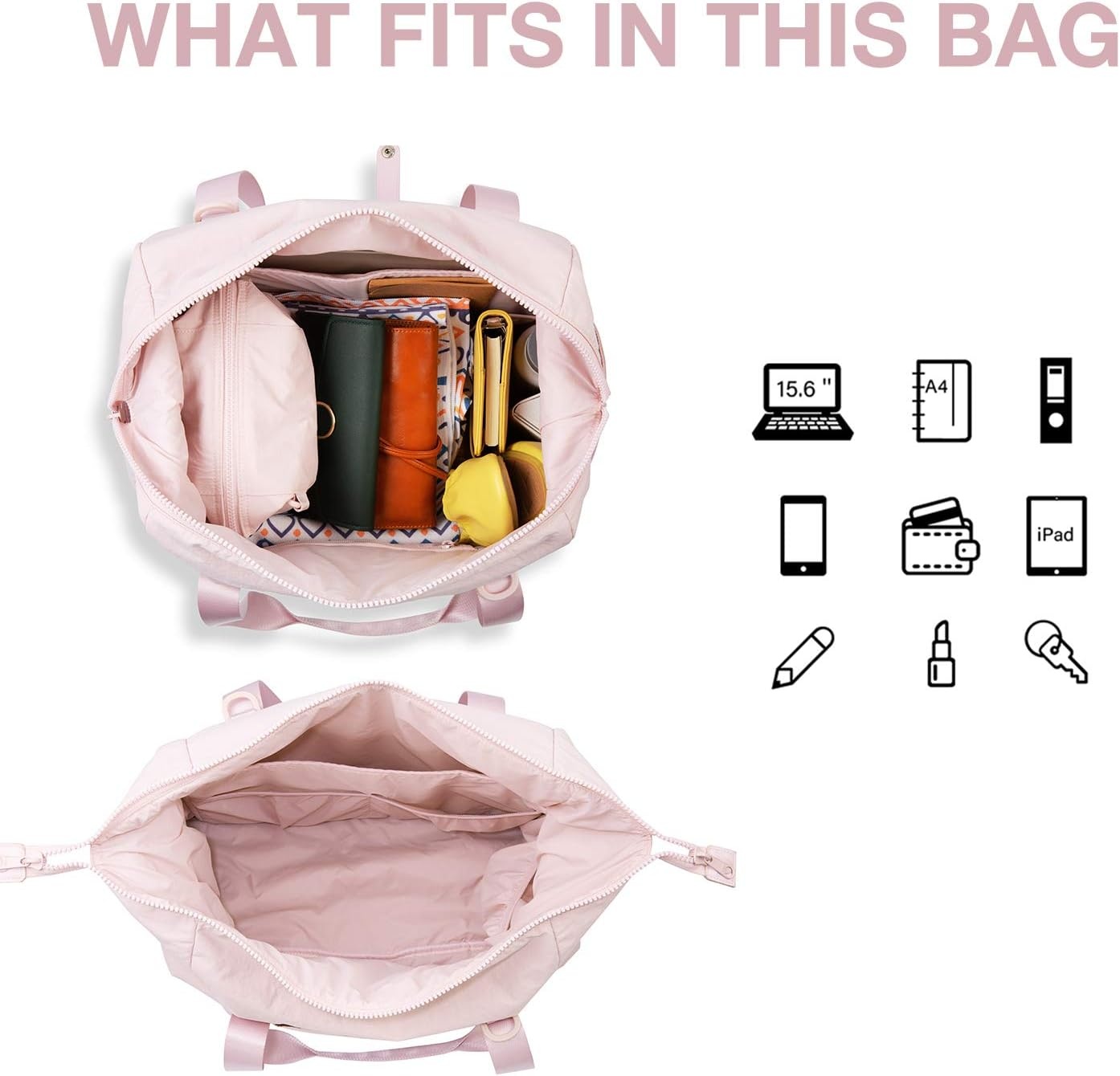 image:imageBAGSMART Gym Bag for Women Carry on Weekender Overnight Bag Travel Duffel Bags with Trolley Sleeve Personal Item Travel Bag Tote Bag Workout Dance BagBlackMediumPink