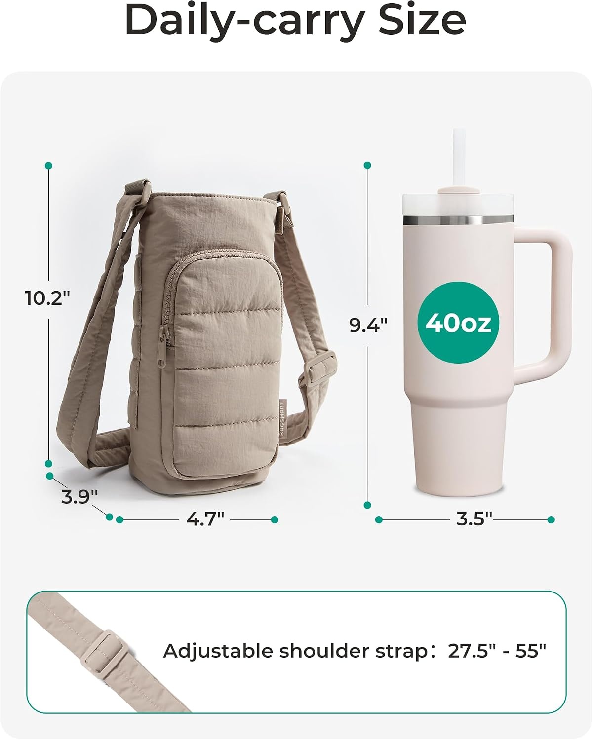 image:imageBAGSMART Magnetic 40oz Water Bottle Holder with Strap Crossbody Purse Gym Accessories for WomenCamel